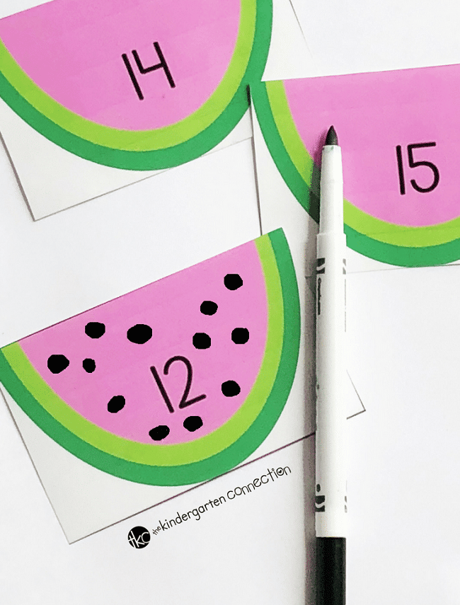 Grab these FREE Watermelon Counting Cards for Pre-K and Kindergarten! Children will work on counting and number identification for numbers 0-20.