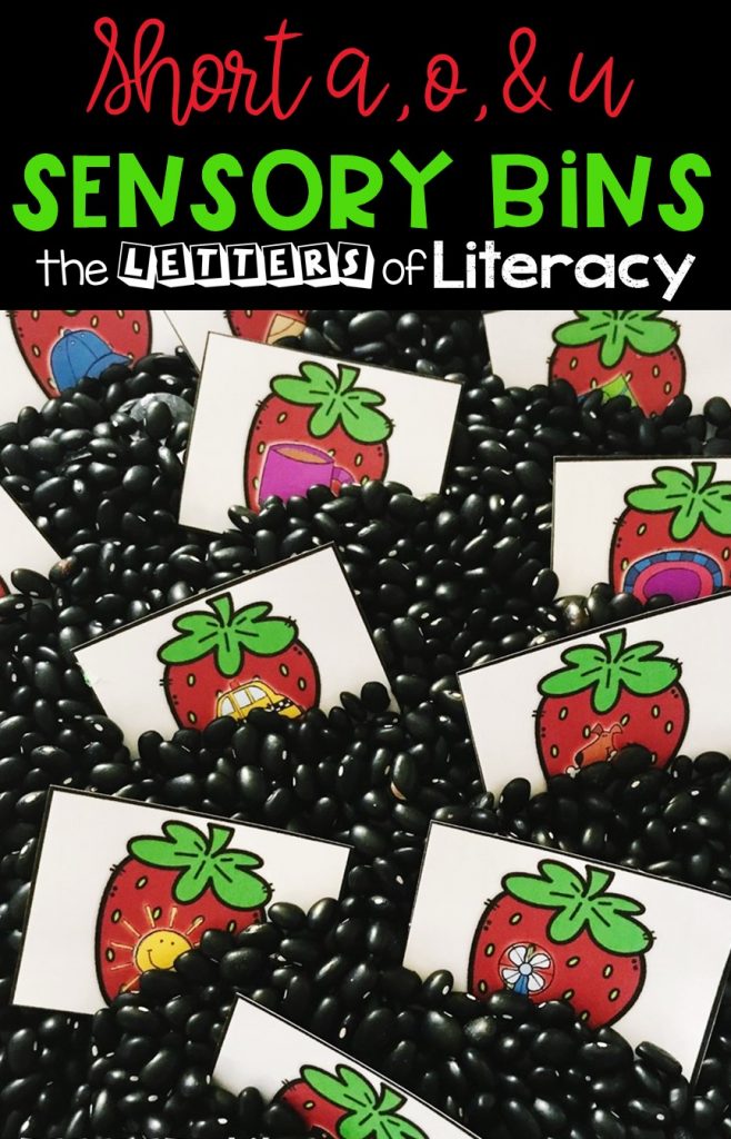 Berry Short Vowel Sensory Bin and Printables for summer fun! Use these FREE Printables with Kindergarten!