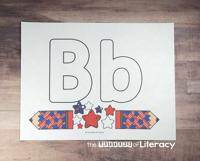 Free Printable Patriotic Alphabet Play Dough Mats, for summer, 4th of July, pre-K and kindergarten!