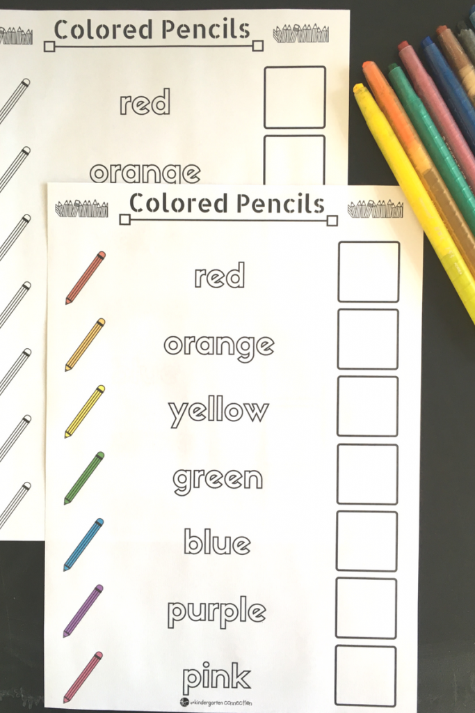 Colored Pencils Color Matching Activity for pre-K and Kindergarten, FREE Printable