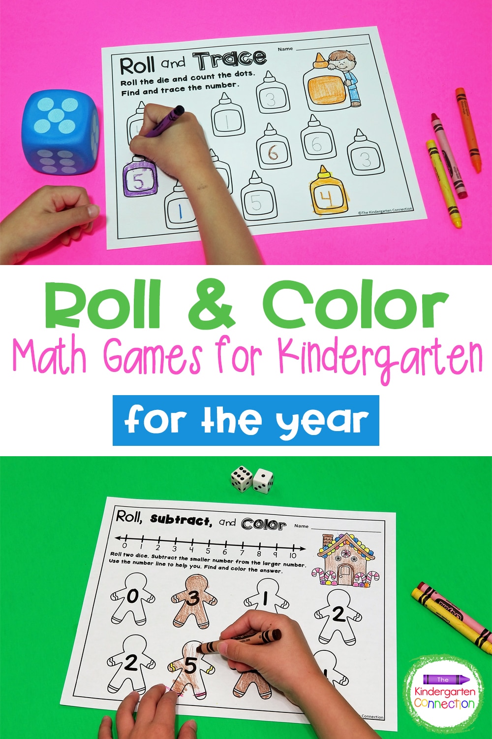 Roll and Color Dice Math Games for the Year