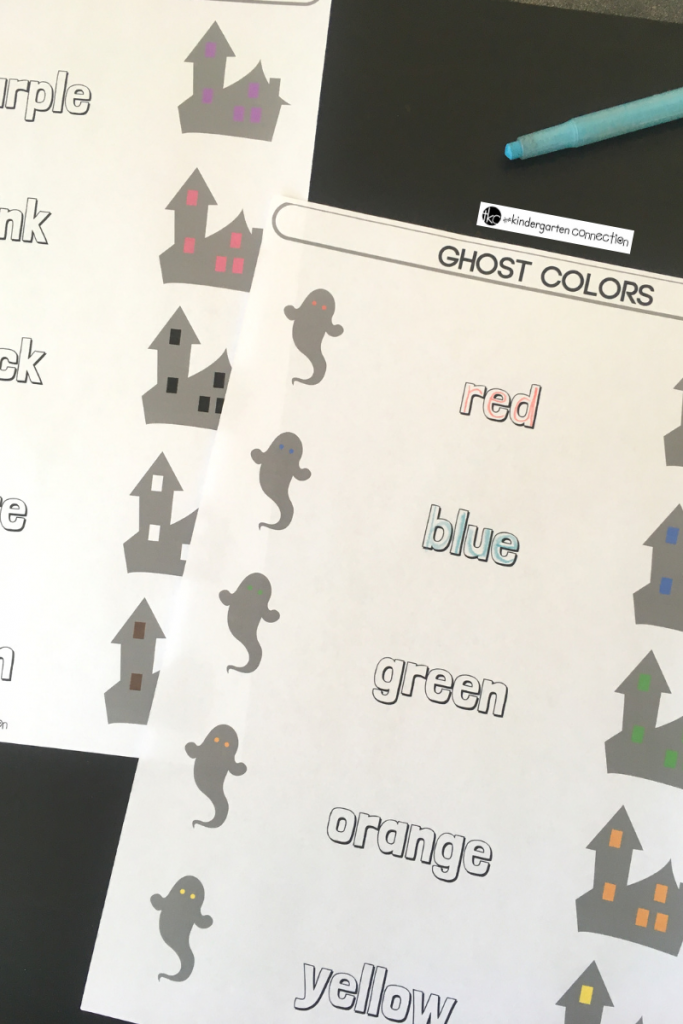 learning color words Halloween printable