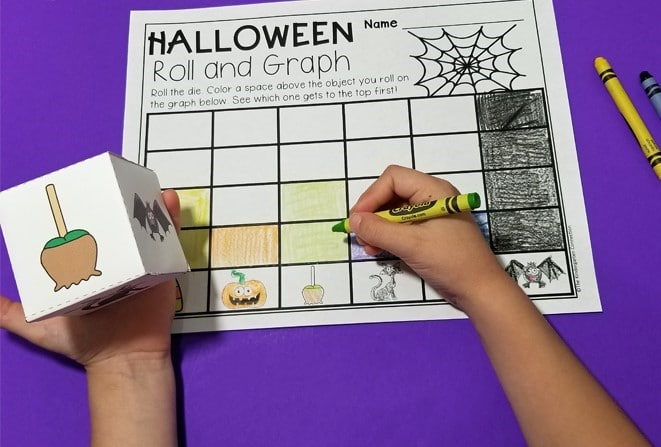 Halloween Roll and Graph Math Activity