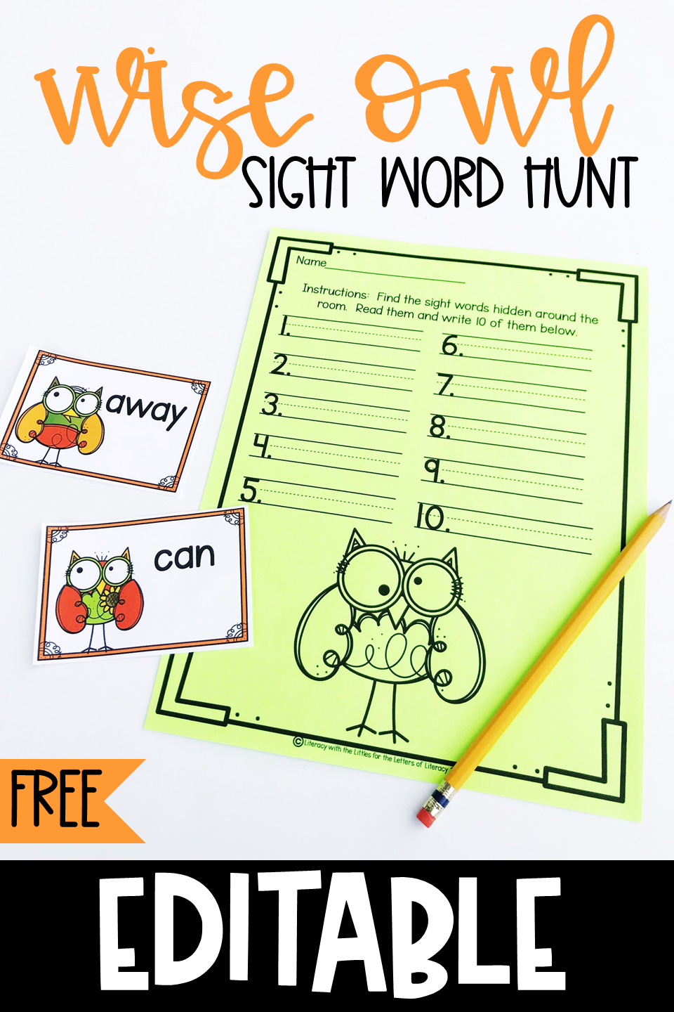 This wise owl editable sight word center for fall is perfect for Kindergarten and 1st Grade literacy centers! 