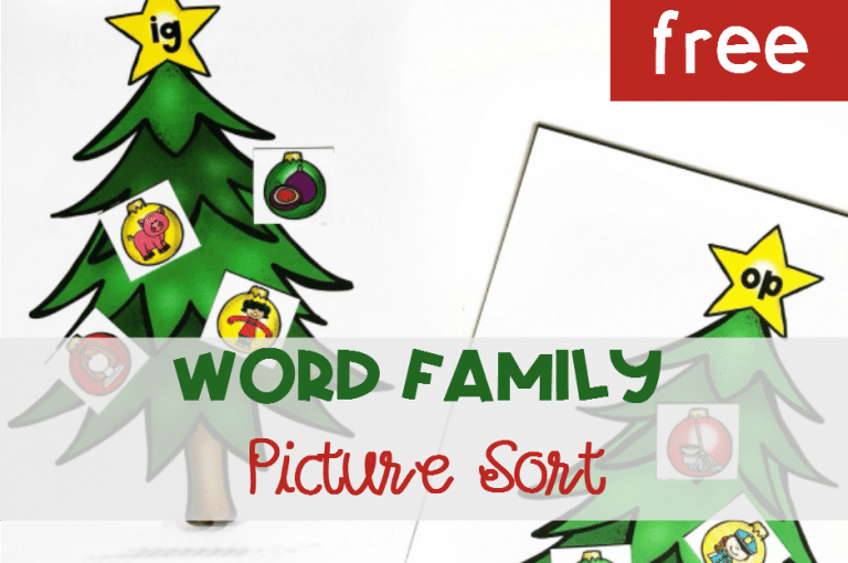 Christmas Tree Word Family Picture Sort