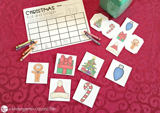 Use this free Christmas Roll and Graph Math Activity for math centers or in pairs with a partner! It is perfect for Kindergarten and Pre-K!