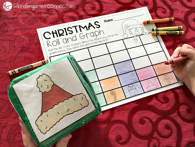 Use this free Christmas Roll and Graph Math Activity for math centers or in pairs with a partner! It is perfect for Kindergarten and Pre-K!