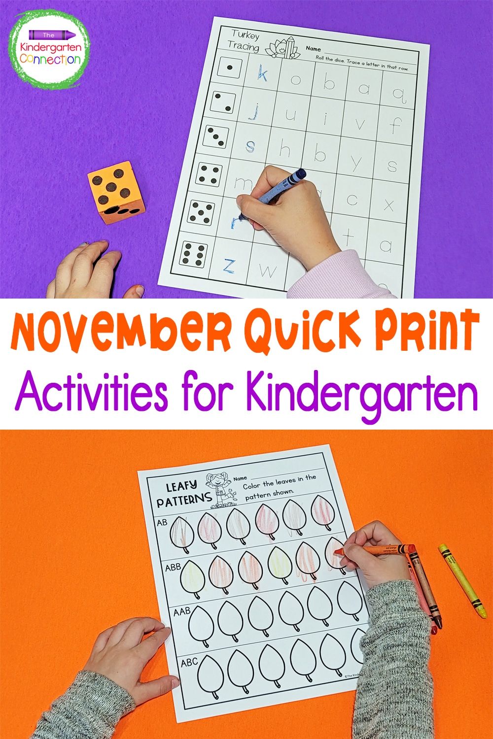 Kindergarten November Printables for Math & Literacy