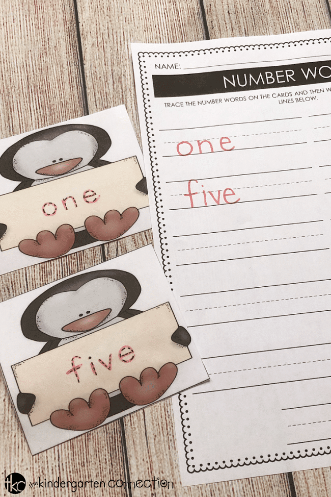 These free penguin number word tracing cards are perfect practice for recognizing and spelling the number words zero through twenty. They make a great addition to your Kindergarten math centers!