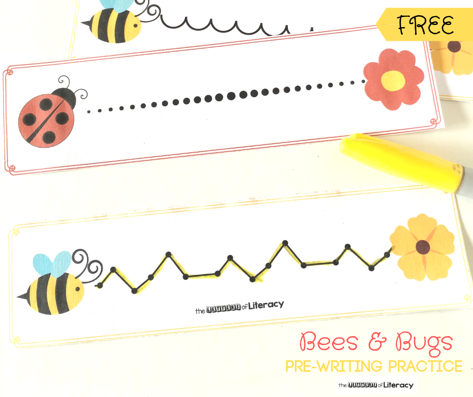 These Bees and Bugs Pre-Writing Practice Printables are perfect to use in the springtime for building up early writing skills and fine motor muscles! Set includes both color and black and white options.