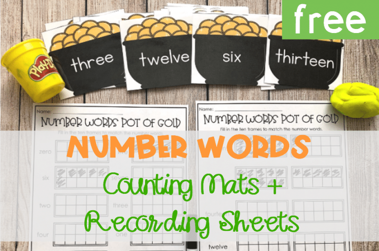 Pot of Gold Number Words Printable Counting Mats