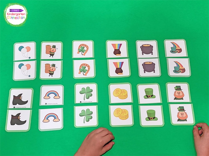 This printable St. Patricks's Day Matching Game can simply be used for matching the pairs.