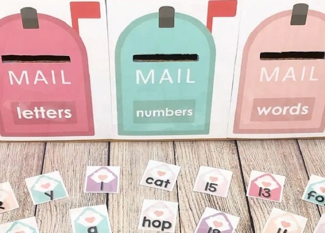 Letter, Number, Word Valentine Sorting Activity