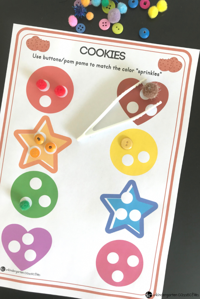 Get our FREE Color Sorting Printable Activity with a cookie theme for your preschool, pre-k or kindergarten class! This easy-prep center is great for working fine motor muscles while students practice matching colors!
