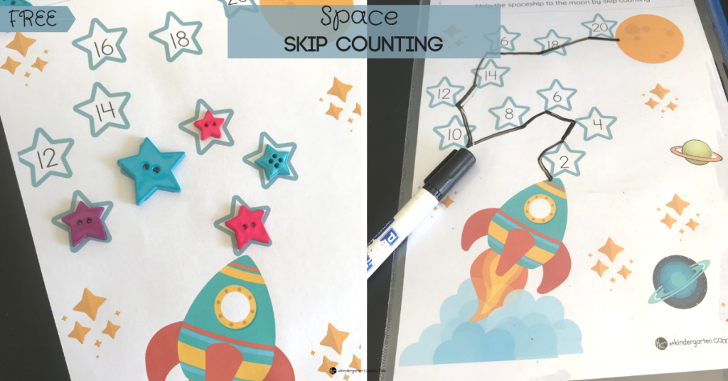 Grab our FREE Printable Space Skip Counting Printables for counting by 2's, 5's and 10's. These will be perfect for working in pairs and math centers!