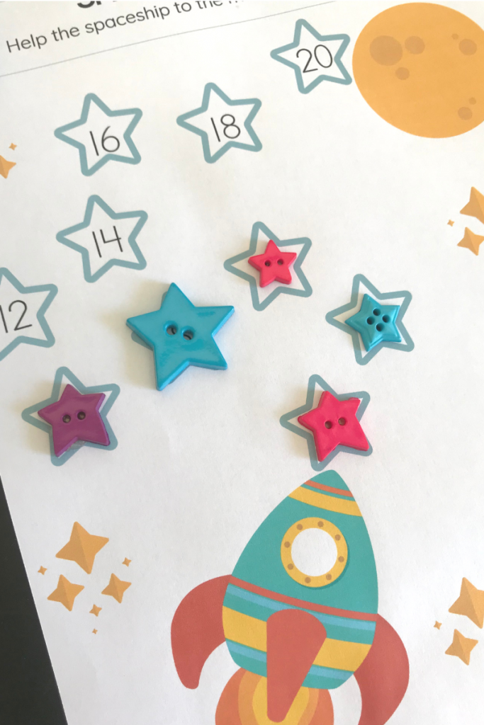 Grab our FREE Printable Space Skip Counting Printables for counting by 2's, 5's and 10's. These will be perfect for working in pairs and math centers!