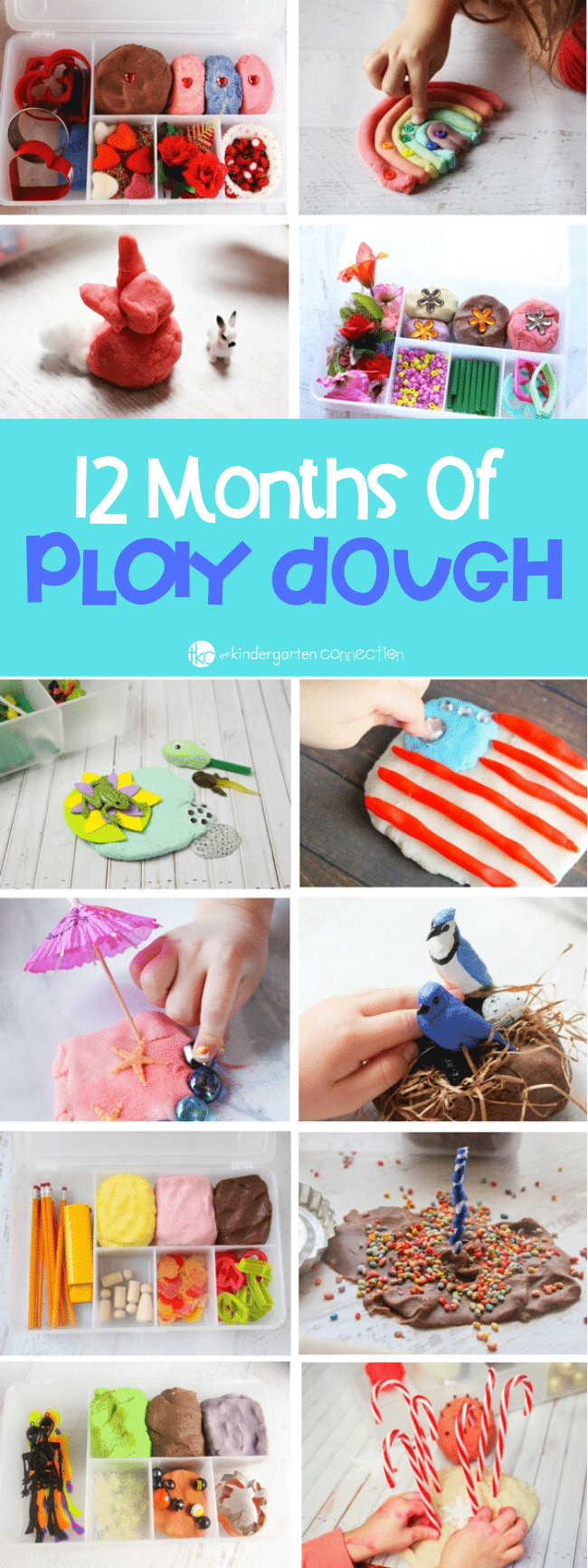 12 Months Of play dough. Ideas for all 12 months, to have themed play dough in your classroom, homeschool or simple activities for kids at home. All ideas are super fun ways to incorporate sensory activities into your kids' lives!#sensoryactivities #playdough #preschoolclassroom #homeschool