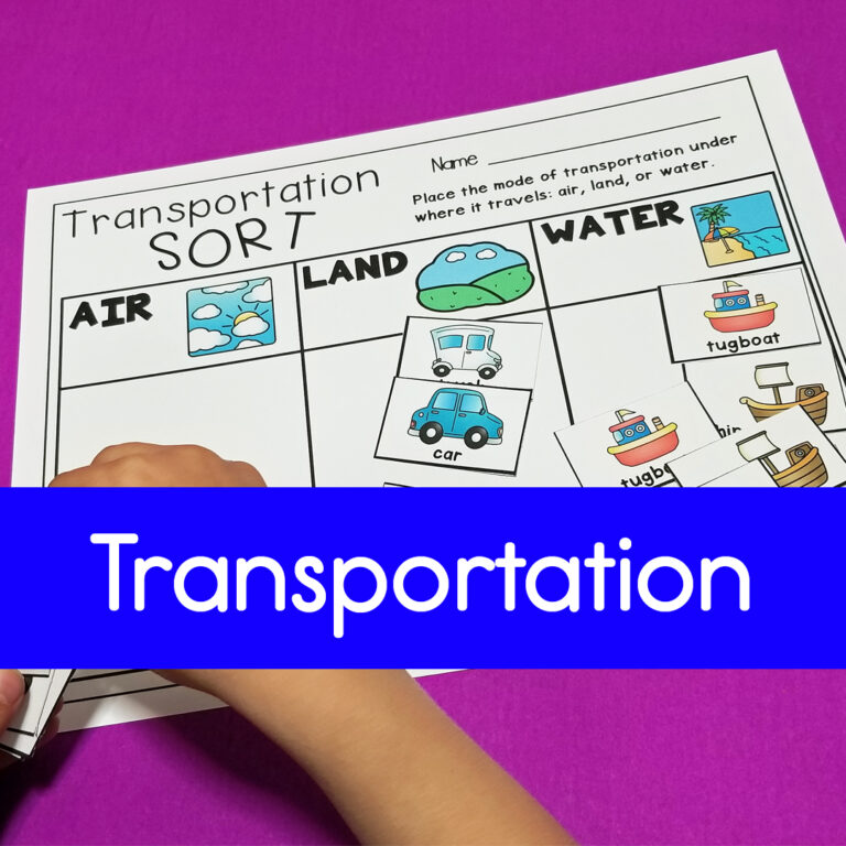 Collections – Transportation Themed Activities and Resources
