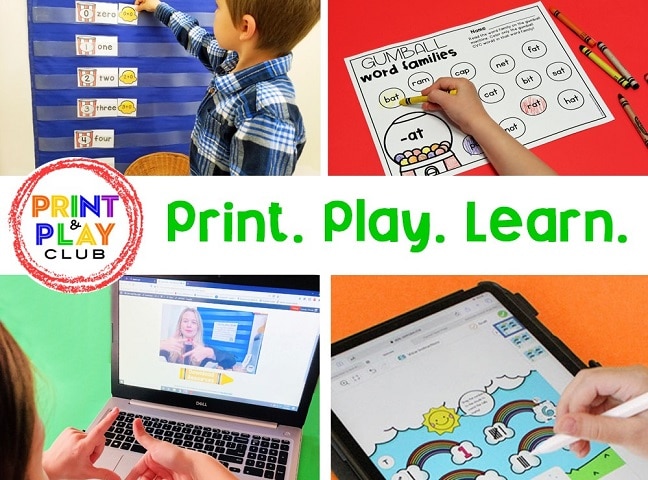 Print and Play Club for Pre-K & Kindergarten Teachers