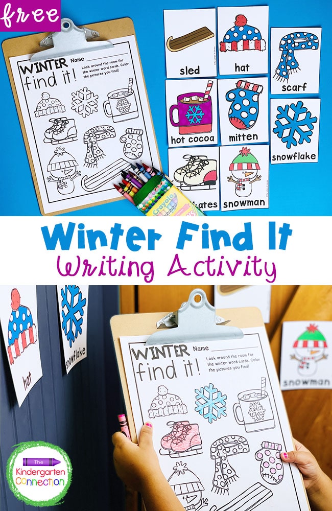 This free Winter Writing Center is a fun, hands-on activity that is perfect for your Kindergarten literacy centers!