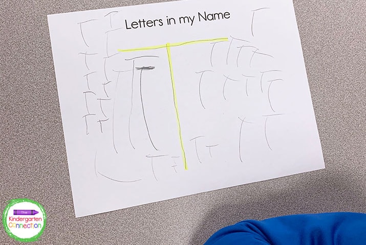 The students can use a pencil to trace over the highlighted first letter of their name.