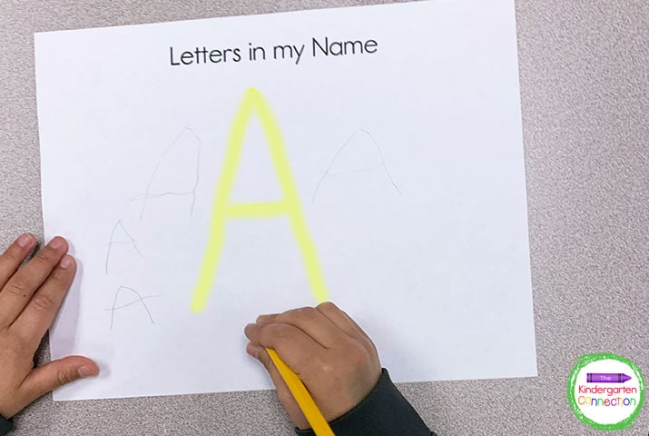 Use a highlighter instead of dotted lines for tracing, because students can see the whole letter.