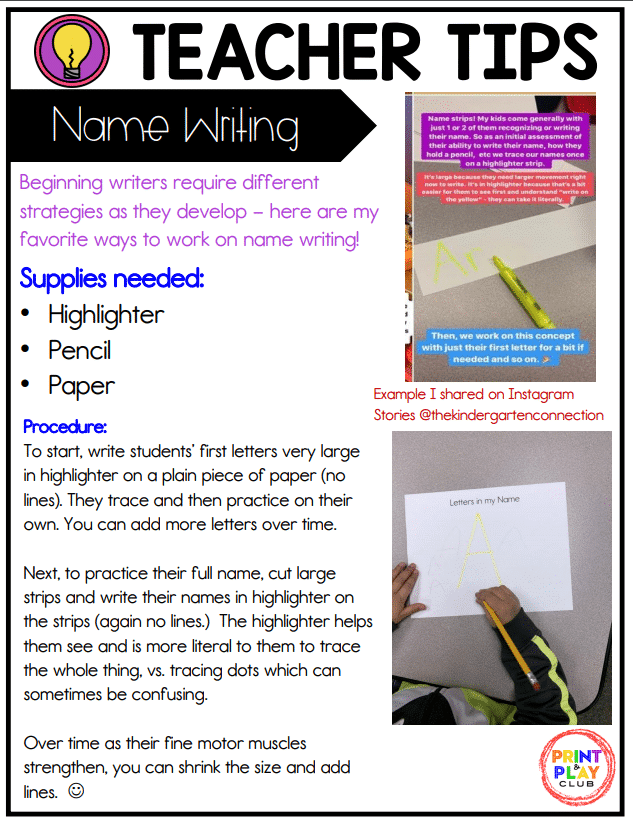Get your FREE printable copy of The Name Writing Practice guide to keep right at your fingertips.