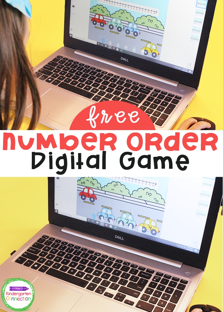 This free Number Order Digital Math Game for Pre-K & Kindergarten can be used for a whole group lesson, small groups, or math centers!