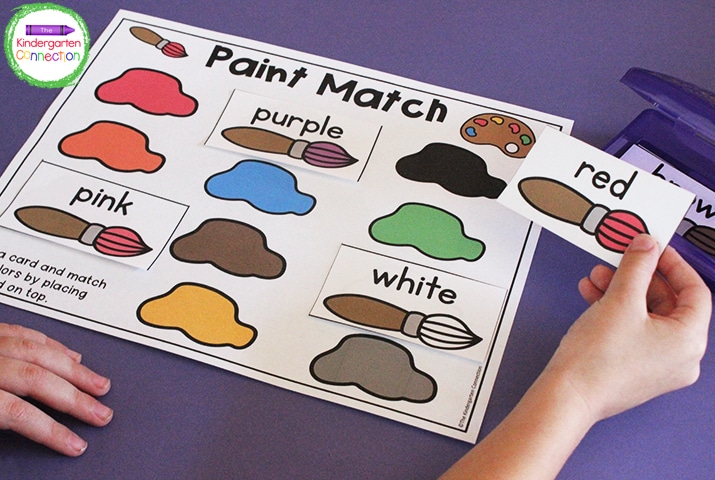 Reviewing colors and color words is a ton of fun with the Paint Match Activities for Pre-K & Kindergarten.