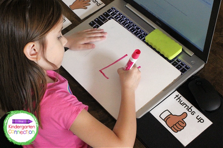 Use a variety of supplies to keep students engaged like white boards and dry erase markers.