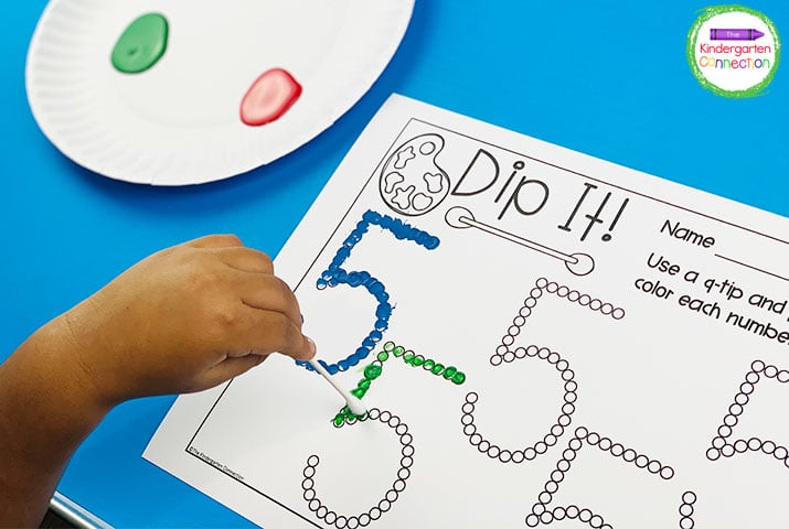 A little paint and some q-tips add so much fun to your math centers with this Dip It! number activity.