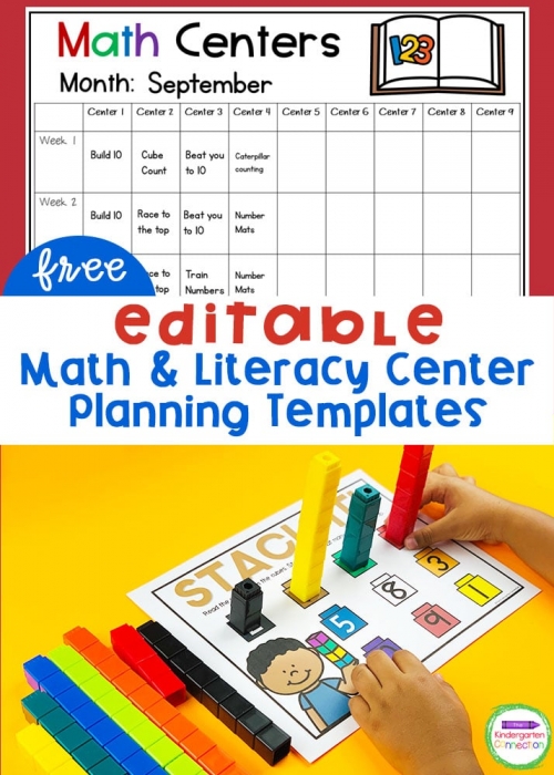 Editable Math and Literacy Center Planning Templates