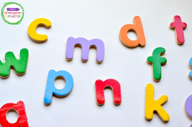 With letter manipulatives, kids can see and feel the curves and the lines that come together to form each letter.