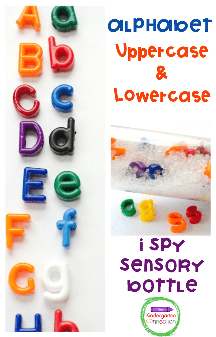 Make learning uppercase and lowercase letters fun with this engaging alphabet letter matching sensory bottle! It's so fun and so easy to prep!