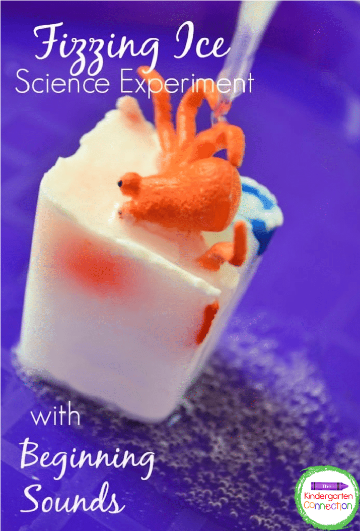 This ice science experiment for kids is so fun, and doubles as a beginning sounds activity too! Work on letter sounds and have a blast!