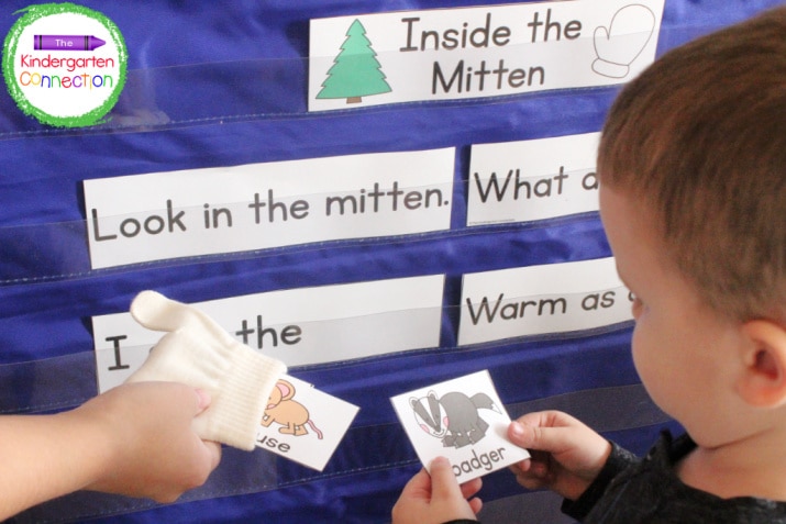 There is a class chant to practice names together as well as a sequencing pocket chart activity for building sentences.