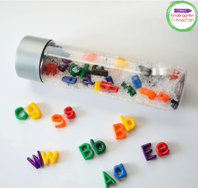 Children will love pointing out the letters they know and rolling the bottle around to find its match!