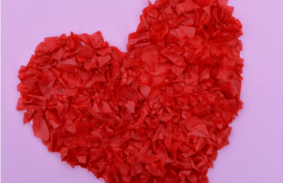 Tissue Paper Valentine Heart Craft