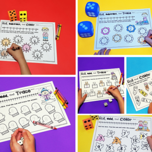 Roll and Color/Roll and Trace Dice Math Games