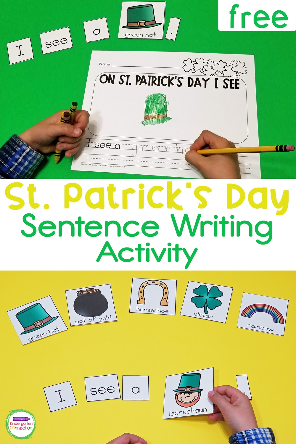 Grab this FREE St. Patrick's Day Sentence Writing Activity for Kindergarten and bring some seasonal fun to your literacy centers!