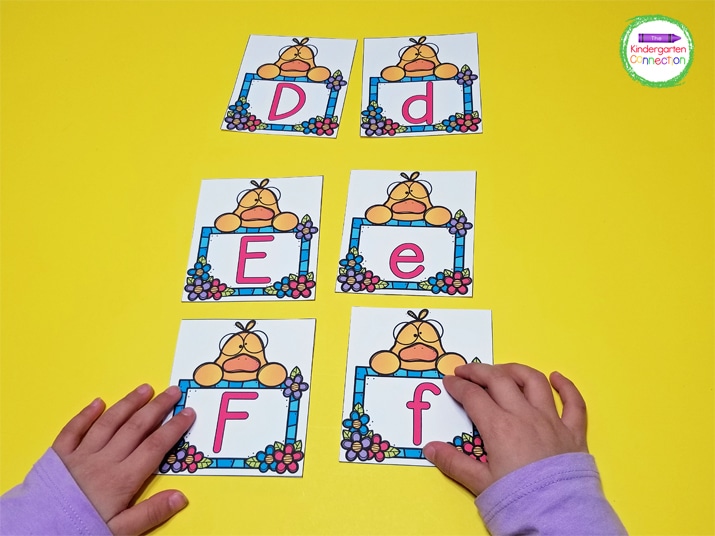 In this game, students match the uppercase letters to their lowercase matches.