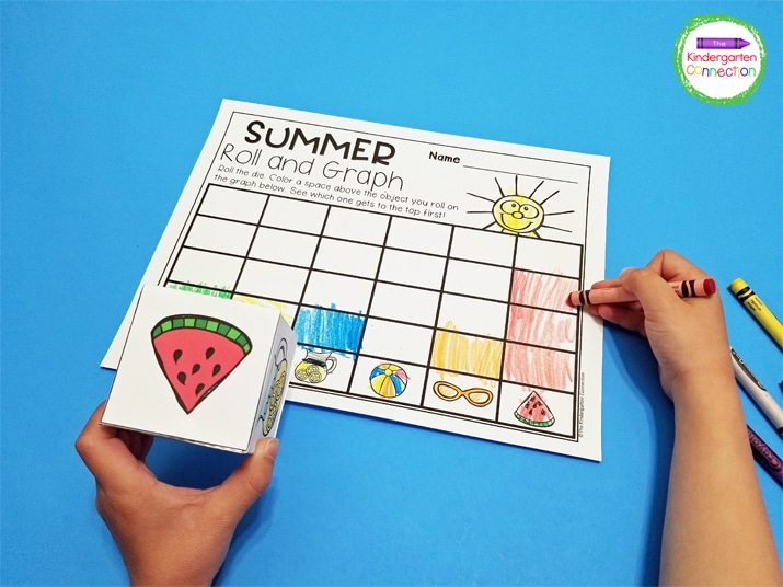 This roll and graph activity adds some seasonal summer fun to your math centers.