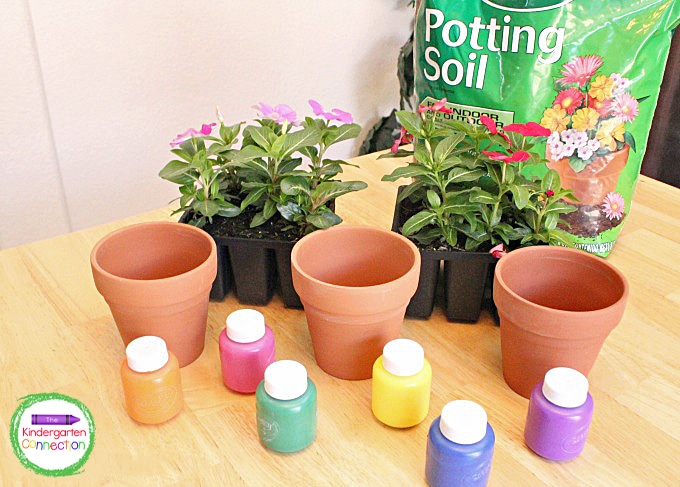 Grab some terracotta pots, washable paint, and your favorite flowers to make this beautiful flower pot craft.
