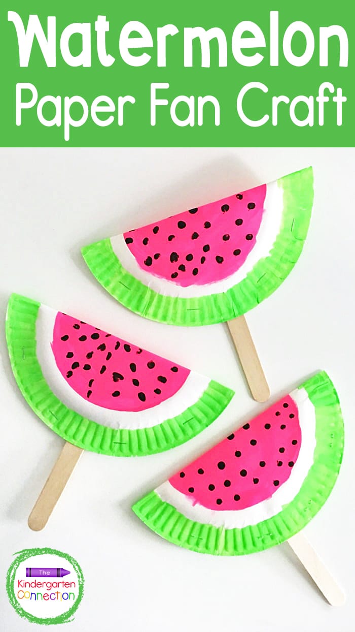 Your kids are sure to enjoy some hands-on, summer crafting fun with this Paper Fan Watermelon Craft and you'll love how easy this project is!