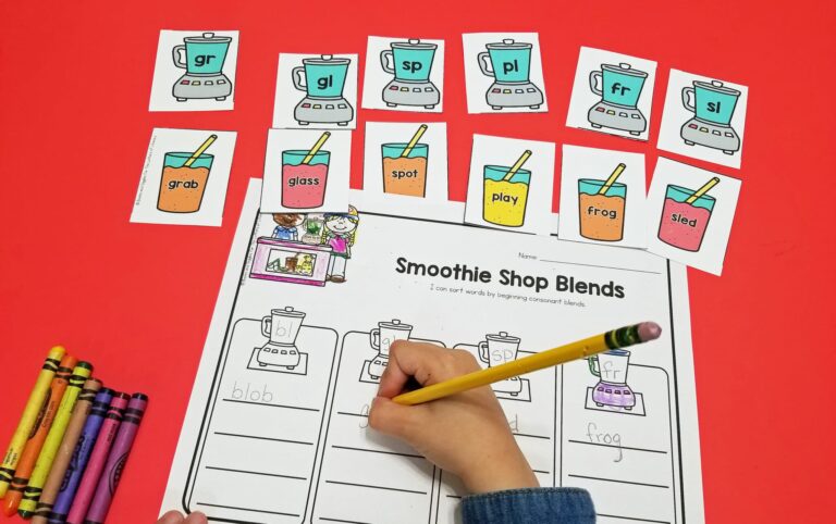 Beginning Blends Smoothie Sorting Activity