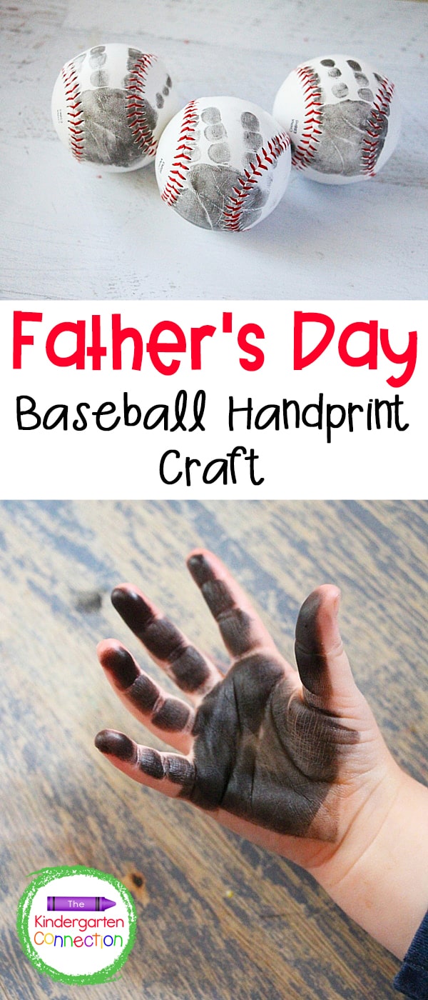 This Father's Day Handprint Craft is quick, easy, and makes a wonderful keepsake! It's simple to make with just a baseball and an ink pad!