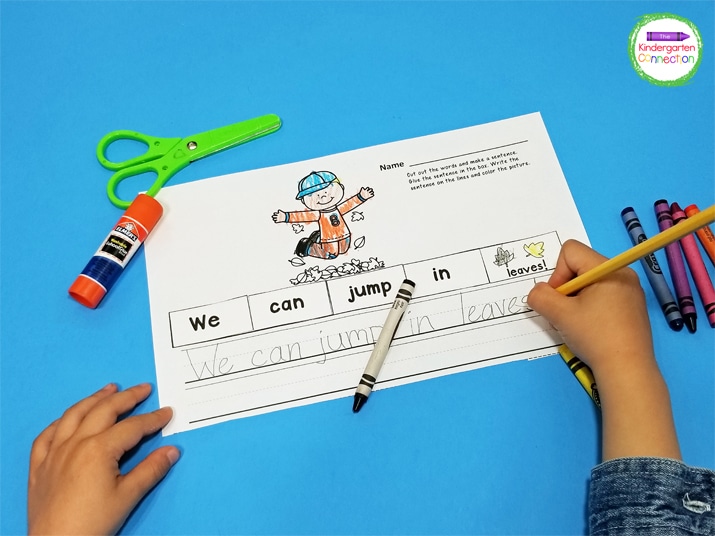 Each page contains a simple sentence using high frequency words from the Dolch pre-primer and primer lists, along with a picture word.