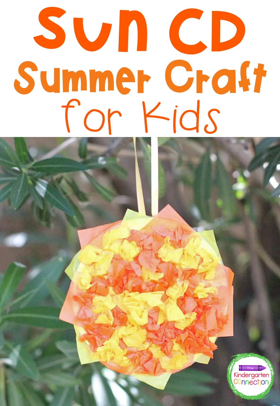 This Summer CD Tissue Paper Sun Craft for kids is great because it's easy to make and so much fun! Your kids will want to display it proudly!