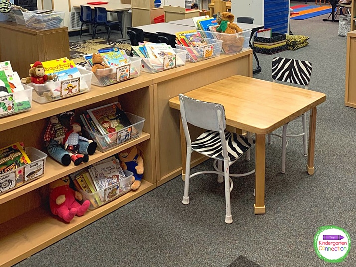 Spread the book boxes around the classroom to help with traffic flow.