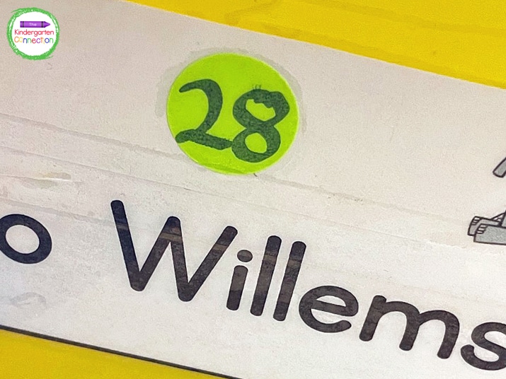 All of our books and bins are marked with numbered dot stickers so students can easily see exactly which bin each book goes back into.